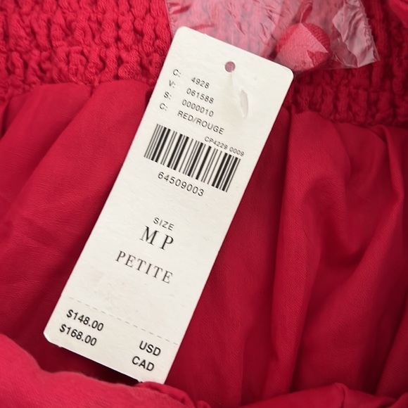 NWT Maeve by Anthropologie Puff Sleeved Red Dress Petite Medium - Picture 11 of 11